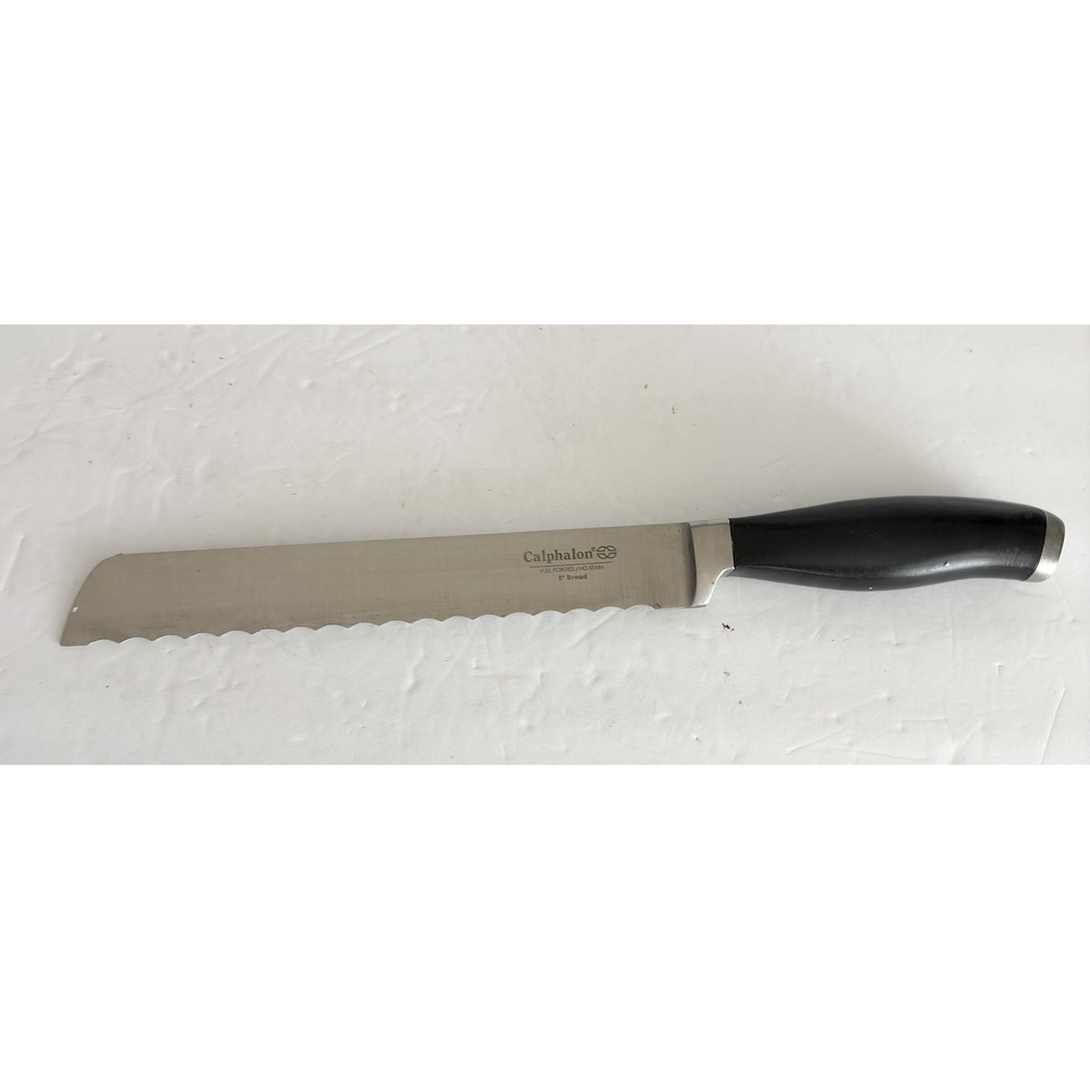 Calphalon 8" Serrated Bread Knife Full Forged No Stain German Steel Black Handle